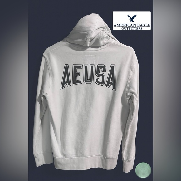 American Eagle Outfitters White Hoodie with Logo size S - Picture 2 of 9